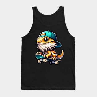 Cute Skateboarding Bearded Dragon Tank Top